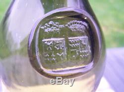 Antique black glass wine bottle seal coat of arms heraldic shields coronet 19th