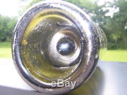 Antique black glass wine bottle seal double crested coat of arms ca 1860-1880
