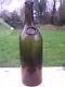 Antique Black Glass Wine Bottle Upside Down Seal'cb' Monogram Cheval Blanc