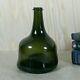 Antique C1730-50 English Free Blown Mallet Black Glass Wine Bottle