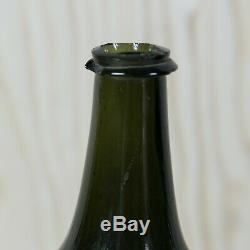 Antique c1730-50 English free blown MALLET Black Glass wine bottle