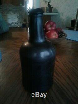 Antique c. 1780 Black Glass Rum Bottle with Sand Pontil NICE CONDITION, Lg. 8 1/2