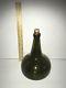 Antique Green Black Blown Glass Onion Bottle With Applied Lip 18th Century