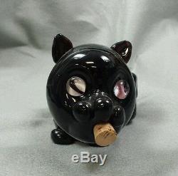 Archimede Seguso Glass Black Cat Cherry Wine Bottle Mid-Century Halloween