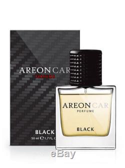 Areon Car Perfume 1.7 Fl Oz. 50ml Glass Bottle Cologne Air Freshener, Black