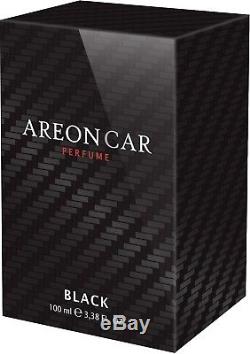 Areon Car Perfume 3.38 Fl Oz. (100ml) Glass Bottle Cologne Air Freshener, Black