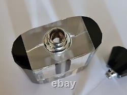 Art Deco Black & Clear Glass Perfume Bottle and Stopper