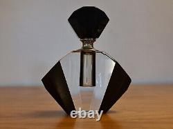 Art Deco Black & Clear Glass Perfume Bottle and Stopper #2