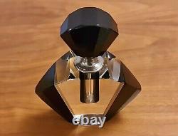 Art Deco Black & Clear Glass Perfume Bottle and Stopper #2