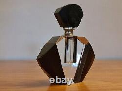 Art Deco Black & Clear Glass Perfume Bottle and Stopper #2