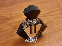 Art Deco Black & Clear Glass Perfume Bottle and Stopper #3