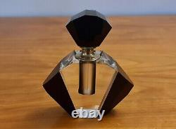 Art Deco Black & Clear Glass Perfume Bottle and Stopper #3