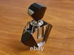 Art Deco Black & Clear Glass Perfume Bottle and Stopper #3