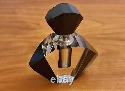 Art Deco Black & Clear Glass Perfume Bottle and Stopper #3