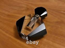 Art Deco Black & Clear Glass Perfume Bottle and Stopper #3