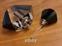 Art Deco Black & Clear Glass Perfume Bottle and Stopper #3