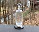 Art Deco Bohemian Black And Clear Glass Decanter Whiskey Bottle