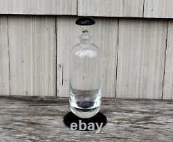 Art Deco Bohemian Black and Clear Glass Decanter Whiskey Bottle