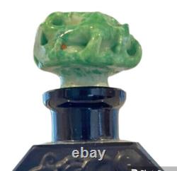 Art Deco Hoffman Black Nude Leda Glass Perfume Bottle With Green Malachite Lid