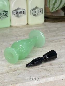 Art Deco Jade Jadeite Green & Black Amethyst Perfume Bottle Jar