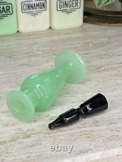 Art Deco Jade Jadeite Green & Black Amethyst Perfume Bottle Jar
