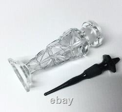 Art Deco Perfume Bottle Clear Glass Black Stopper With Dauber