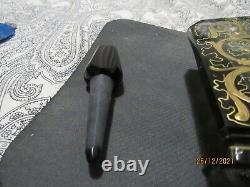 Art Deco Smoke/black Glass Perfume Bottle With Gold Design On Front Of Bottle