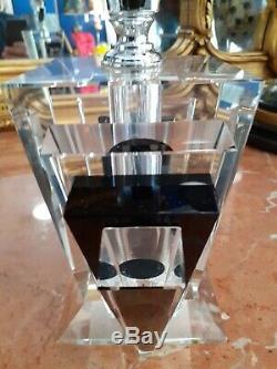 Art Deco Style Perfume Bottle Glass Black Heavy Large