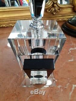 Art Deco Style Perfume Bottle Glass Black Heavy Large