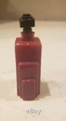 Art Deco Tryst Pillon Perfume Bottle 1930 Red Black Art Glass Rare 1oz Version
