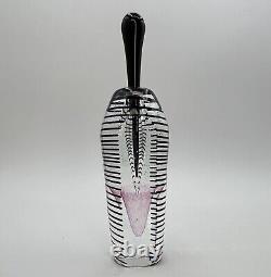 Art Glass Perfume Bottle 7 Black Striped M. LaBarbera Fire Island Signed 1987