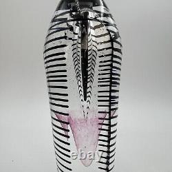 Art Glass Perfume Bottle 7 Black Striped M. LaBarbera Fire Island Signed 1987