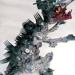 Assemblage art original sculpture mixed media collage animal dinosaur dragon eco