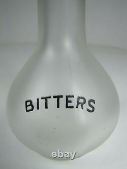 BITTERS Old Frosted Glass Bottle Black Detail Bar Pub Tavern Liquor Ad