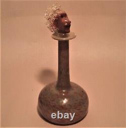 BLACK AMERICANA vtg studio art glass perfume bottle afro hair sculpture figurine
