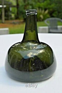 BLACK GLASS BELGIAN ONION BOTTLE c. 1720 40