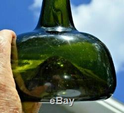 BLACK GLASS BELGIAN ONION BOTTLE c. 1720 40
