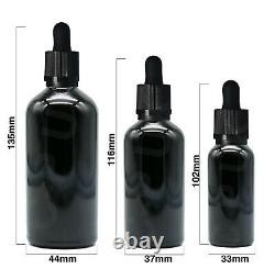 BLACK Glass Dropper Bottles w CHILD PROOF Pipette Wholesale Eye Drop Oils Liquid