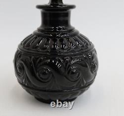 Baccarat France Russe Onyx Black Glass Molded Small Decanter or Perfume Bottle