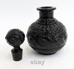 Baccarat France Russe Onyx Black Glass Molded Small Decanter or Perfume Bottle