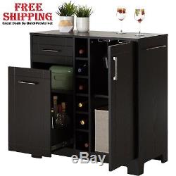 Bar Cabinet Furniture Wine Storage Bottle Glass Holder Liquor Rack Home Pub Oak