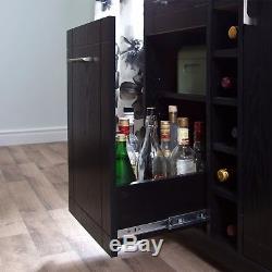 Bar Cabinet Furniture Wine Storage Bottle Glass Holder Liquor Rack Home Pub Oak