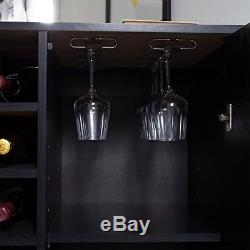 Bar Cabinet Wine Rack Home Liquor Pub Furniture Glass Holder Bottle Storage Wood