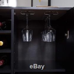 Bar Cabinet Wine Rack Liquor Bottles Glass Storage Organizer Dining Room Elegant