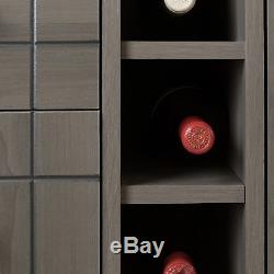 Bar Cabinet with Bottle and Glass Storage Shelves Liquor Wine Rack Black Oak