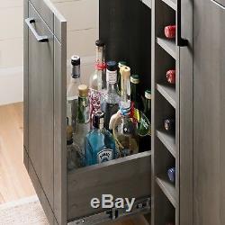 Bar Cabinet with Bottle and Glass Storage Shelves Liquor Wine Rack Black Oak