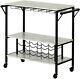 Bar Cart Bottle Storage And Wine Glass Rack-faux Marble And Black