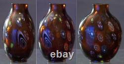 Beautiful Chinese Brown Glass Snuff Bottle with brightly-colored Cane Inclusions