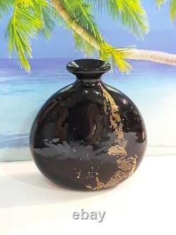 Beautiful Gold Flecked Cascading Design on Black Glass Perfume Bottle