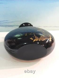 Beautiful Gold Flecked Cascading Design on Black Glass Perfume Bottle